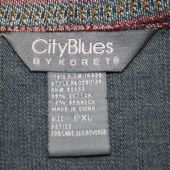 VINTAGE CITY BLUES Vest Denim Floral Paisley Embellished Coastal Cowgirl XLP - Picture 7 of 13